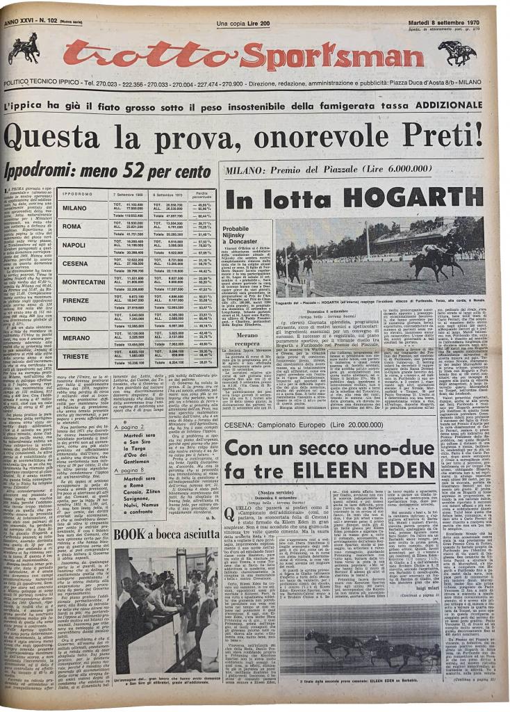 Equos Amarcord Cesena Campionato Europeo 8 settembre 1970 Equos.it